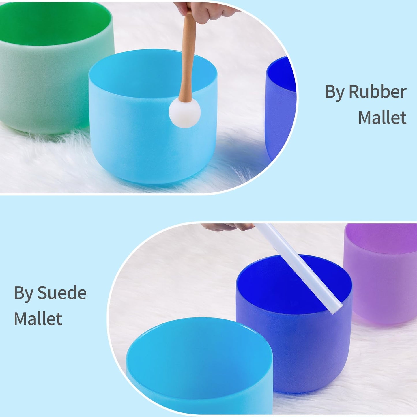 Sevenbowls Singing Bowls 432hz B Note 8-Inch Crystal Singing Bowl With A Free Mallet And O-Ring For Sound Healing, Meditation, Yoga, and Sound Baths