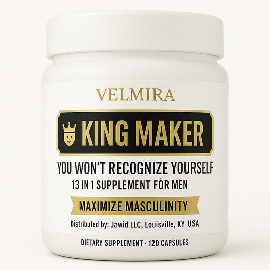 Velmira® King Maker Supplement for Men & Women 13-in-1.Sugar-Free.Energy Support.Muscle Recovery.Health Support- Zinc-Tongkat Ali-Maca-Magnesium-Vitamin D3.Supplement.120 Capsules-(1) kin.Pack of 1