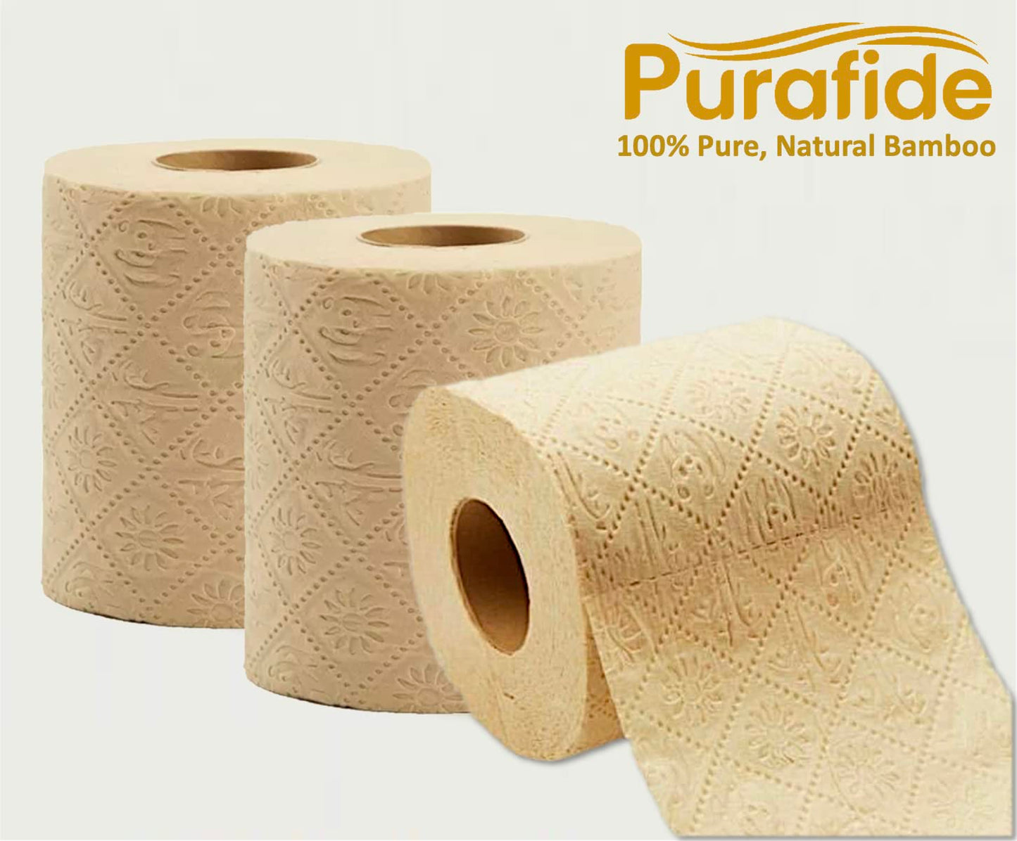 100% Bamboo, thick 3-ply toilet paper, tree-tree, unbleached, all natural, no chemicals 300 sheets per roll.