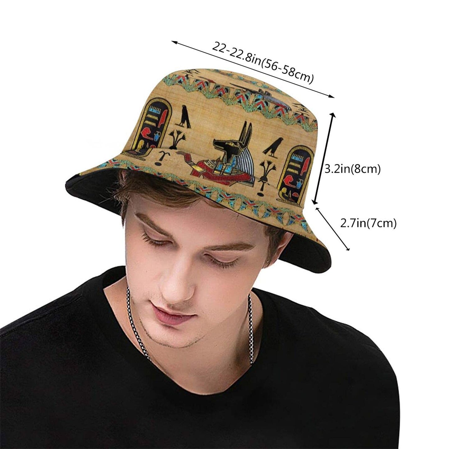 Hieroglyphic Hat African Egyptian Culture Bucket Hat Summer Fisherman Cap Outdoor Beach Sun Hat
