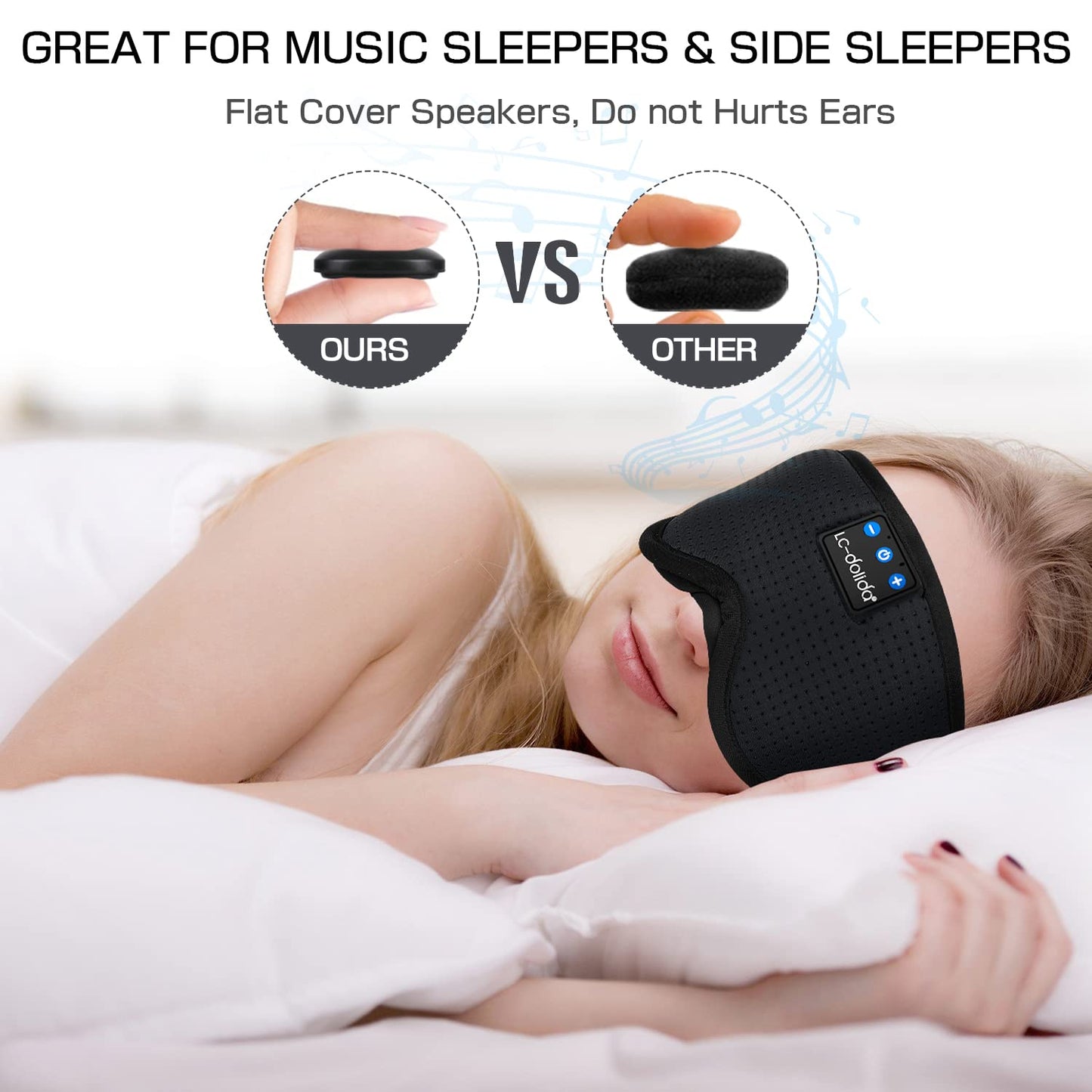 Lucid Dreaming Sleep Headphones, 3D Sleep Mask Bluetooth Wireless Music Eye Mask, Sleeping Headphones for Side Sleepers Sleep Mask with Bluetooth Headphones Ultra-Thin Stereo Speakers Perfect for Sleeping