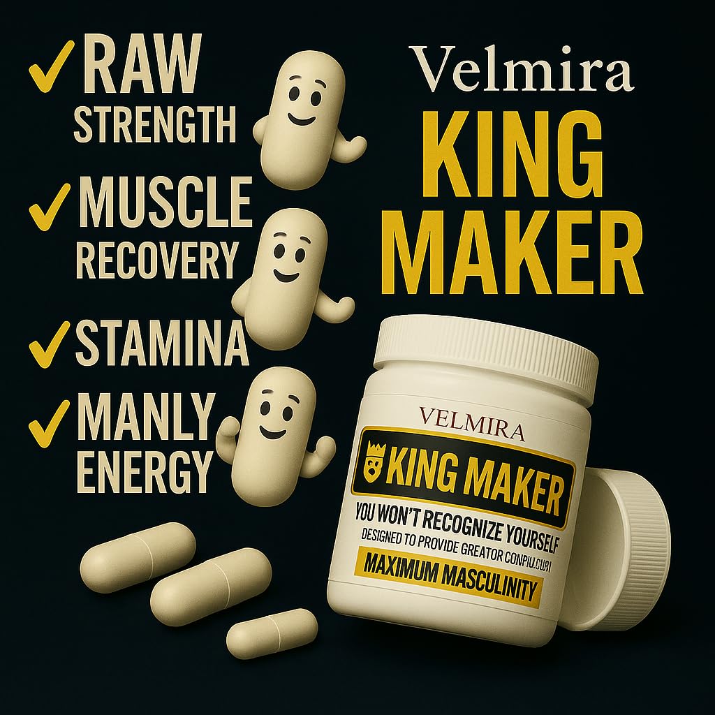 Velmira® King Maker Supplement for Men & Women 13-in-1.Sugar-Free.Energy Support.Muscle Recovery.Health Support- Zinc-Tongkat Ali-Maca-Magnesium-Vitamin D3.Supplement.120 Capsules-(1) kin.Pack of 1