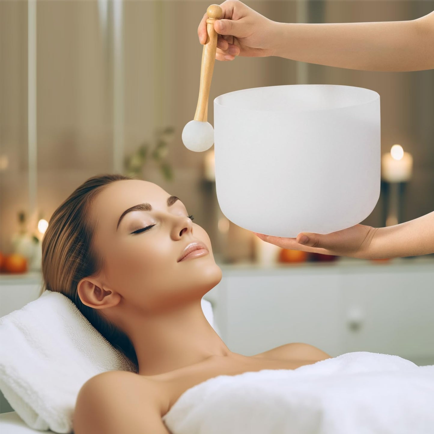 Sevenbowls Singing Bowls 432hz B Note 8-Inch Crystal Singing Bowl With A Free Mallet And O-Ring For Sound Healing, Meditation, Yoga, and Sound Baths