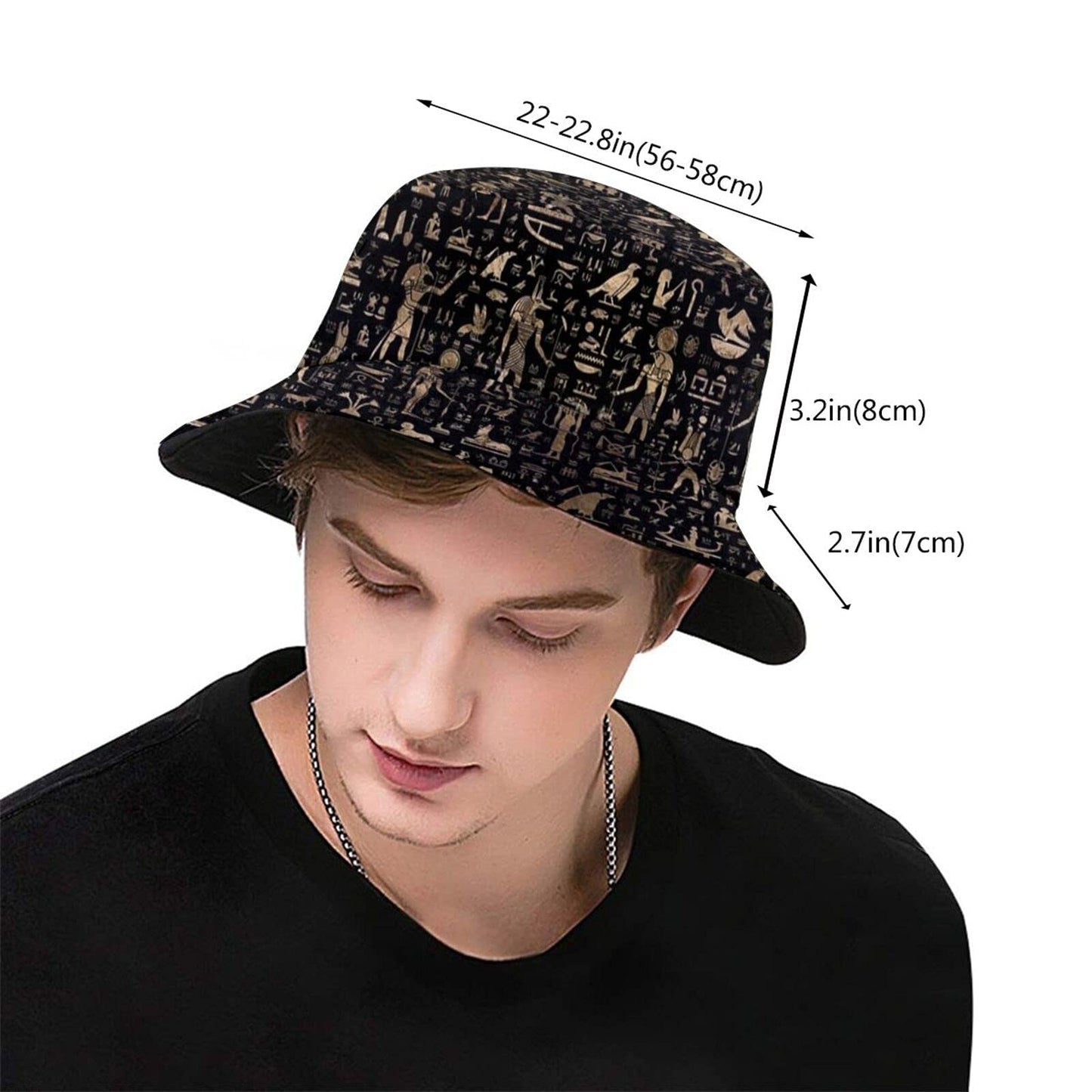 Hieroglyphic Hat African Egyptian Culture Bucket Hat Summer Fisherman Cap Outdoor Beach Sun Hat