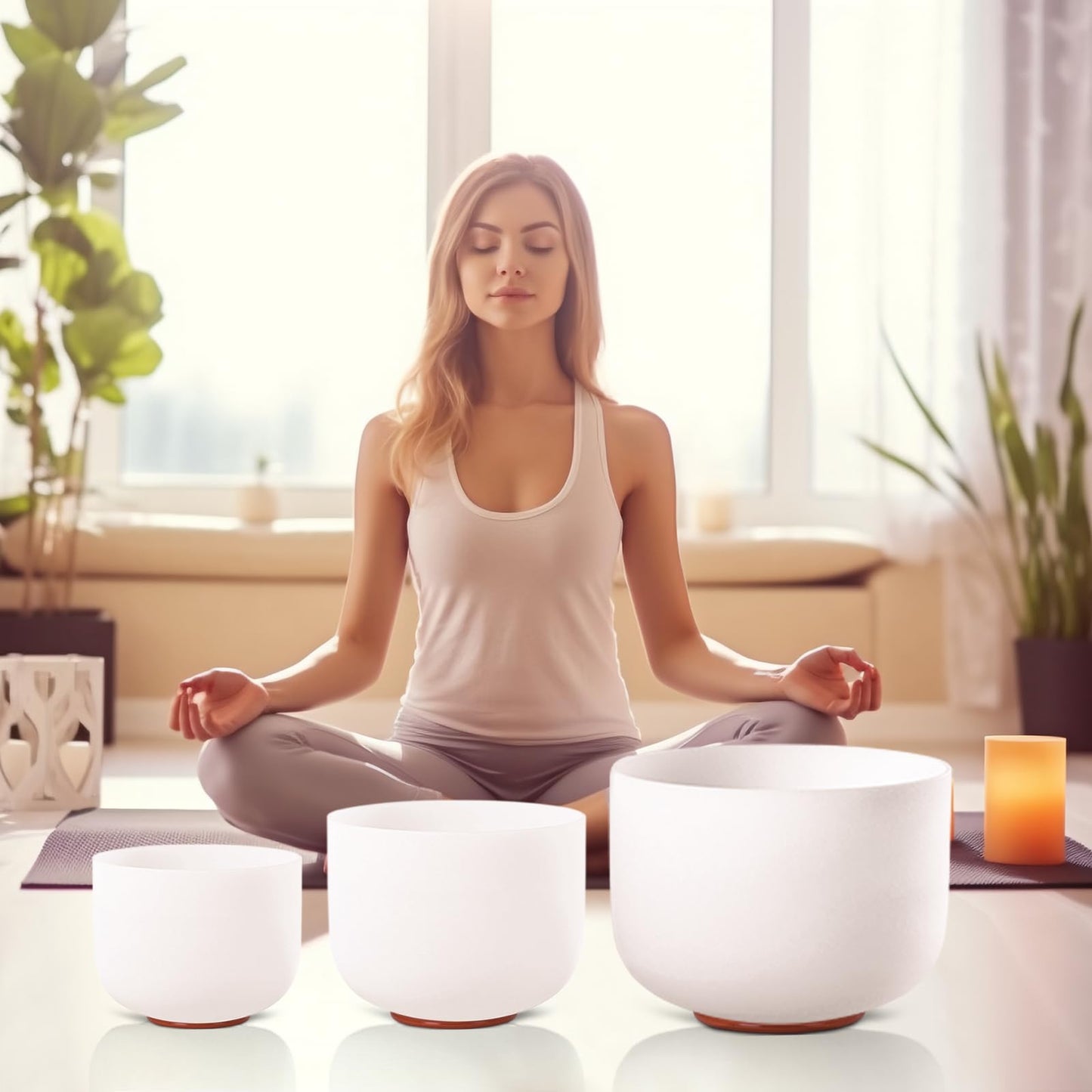 Sevenbowls Singing Bowls 432hz B Note 8-Inch Crystal Singing Bowl With A Free Mallet And O-Ring For Sound Healing, Meditation, Yoga, and Sound Baths