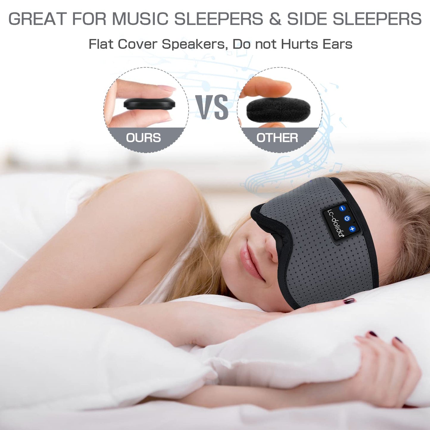 Lucid Dreaming Sleep Headphones, 3D Sleep Mask Bluetooth Wireless Music Eye Mask, Sleeping Headphones for Side Sleepers Sleep Mask with Bluetooth Headphones Ultra-Thin Stereo Speakers Perfect for Sleeping