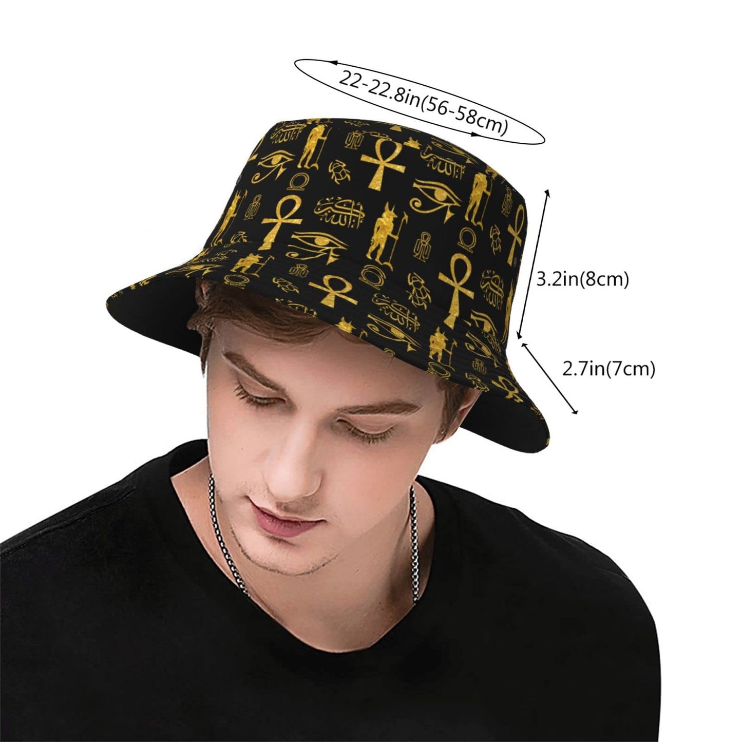 Ankh Cross Bucket Hats for Men Women Gifts Beach Outdoor Packable Ancient Egyptian Fisherman Caps Prevent Sun Hat