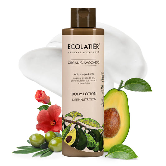 ECOLATIÈR Body Lotion Deep Nutrition Organic Avocado – 96.3% Natural, Avocado Oil, Olive Oil, Vegan, Moisturizing Lotion for Dry Skin, Organic Body Lotion, 8.5 Fl Oz