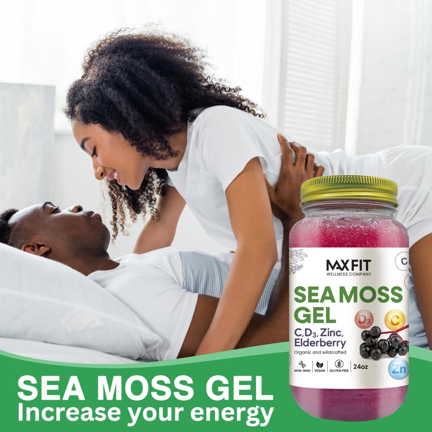 Sea Moss Gel Organic Raw (12 Flavors) 24oz Wildсrafted Gold Sea Moss Gel from Saint Lucia | 92 Vitamins and Minerals | Pure Raw+Non-GMO | Vegan Superfood