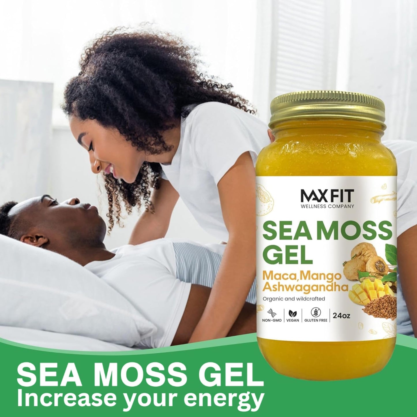 Sea Moss Gel Organic Raw (12 Flavors) 24oz Wildсrafted Gold Sea Moss Gel from Saint Lucia | 92 Vitamins and Minerals | Pure Raw+Non-GMO | Vegan Superfood