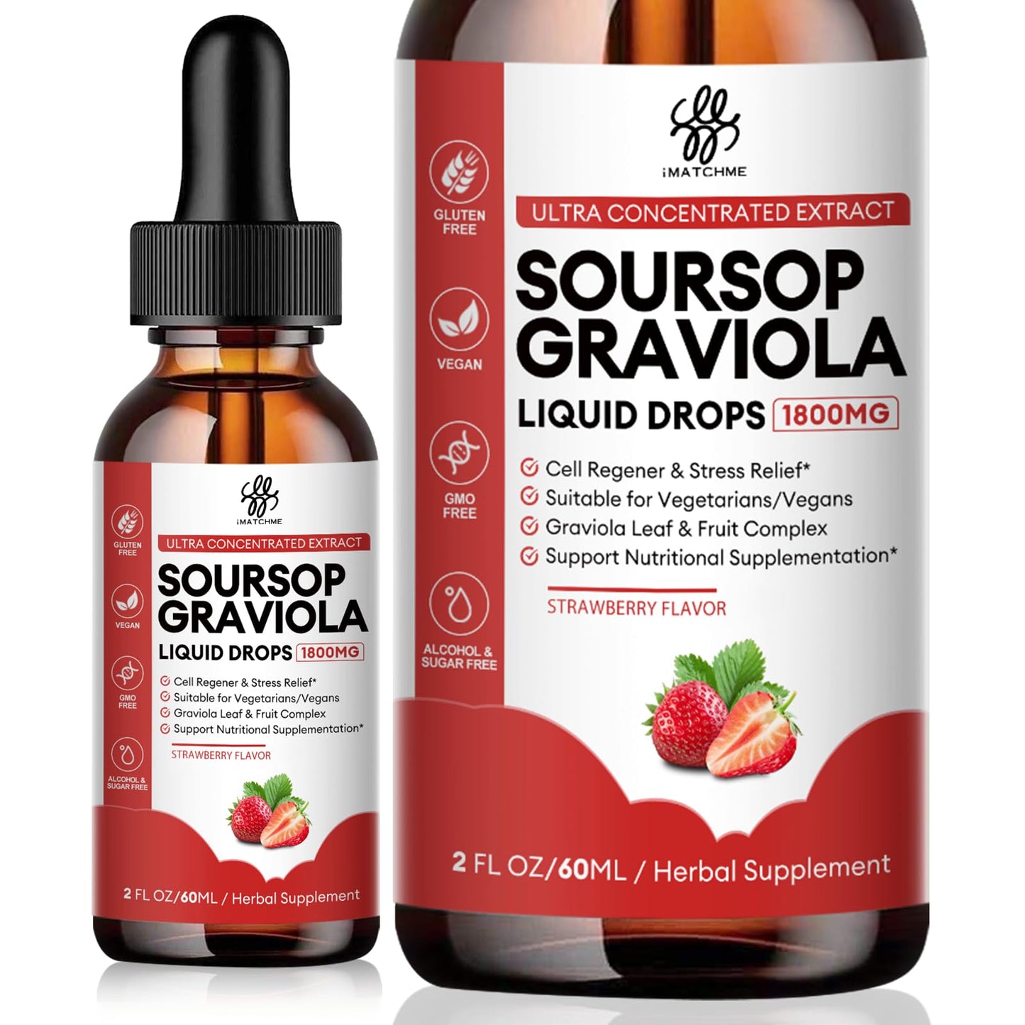 iMATCHME Soursop Graviola Liquid Drop for Cell Support & Regeneration, Immune Boost, Relax, Liver and Sleep, Soursop Bitters Liquid, Herbal Goodness, Sugar/Gluten Free, Natural Flavor, 2 Fl Oz