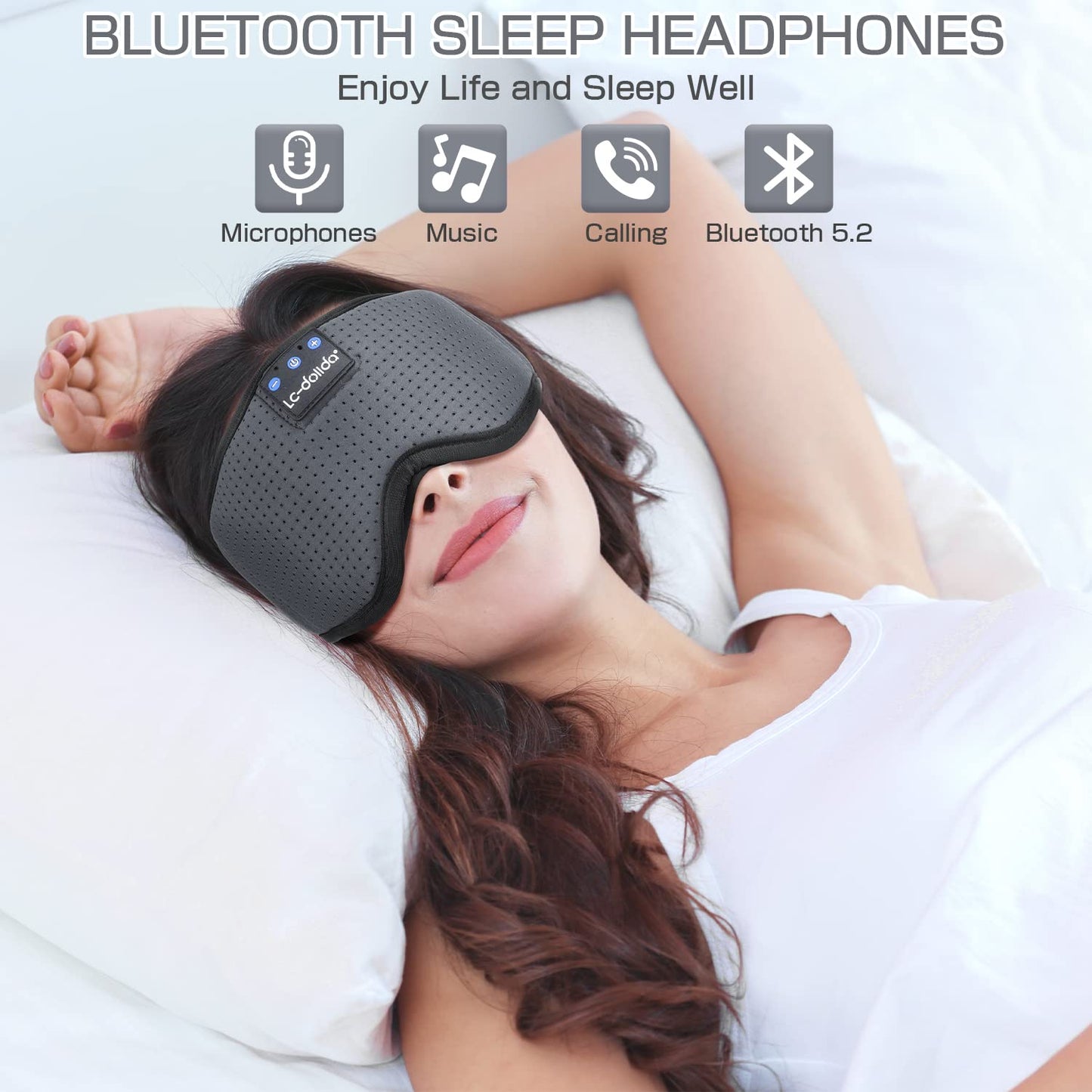 Lucid Dreaming Sleep Headphones, 3D Sleep Mask Bluetooth Wireless Music Eye Mask, Sleeping Headphones for Side Sleepers Sleep Mask with Bluetooth Headphones Ultra-Thin Stereo Speakers Perfect for Sleeping