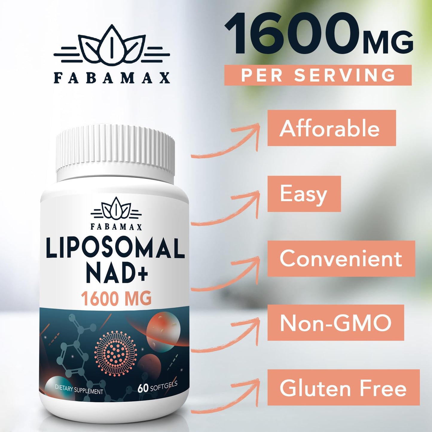 NAD Supplement, 98% Pure NAD+ Supplement, Superior Absorption, Alternative to Nicotinamide Riboside or NADH to Boost NAD+ for Aging Defense, Energy, Longevity, 120 Softgels