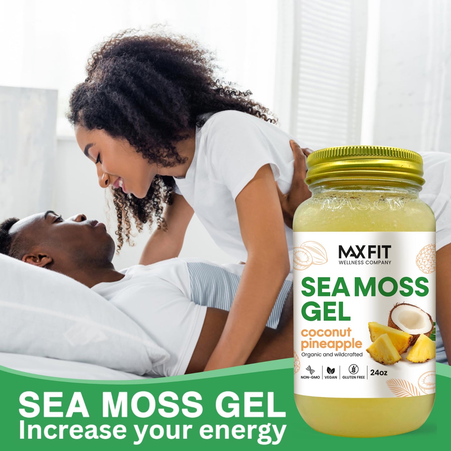 Sea Moss Gel Organic Raw (12 Flavors) 24oz Wildсrafted Gold Sea Moss Gel from Saint Lucia | 92 Vitamins and Minerals | Pure Raw+Non-GMO | Vegan Superfood