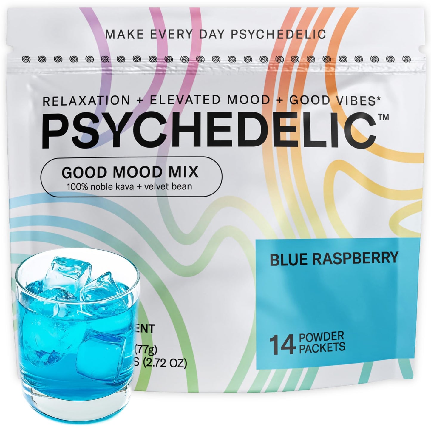 Easy Alcohol Alternative with Buzz - Calming Kava Drink Mix (14x5.5g) Flavored Kava Powder - Calming Drink Powder Packets - Easy Open Single Serving Drinks - 14 Calm Packets - Grape