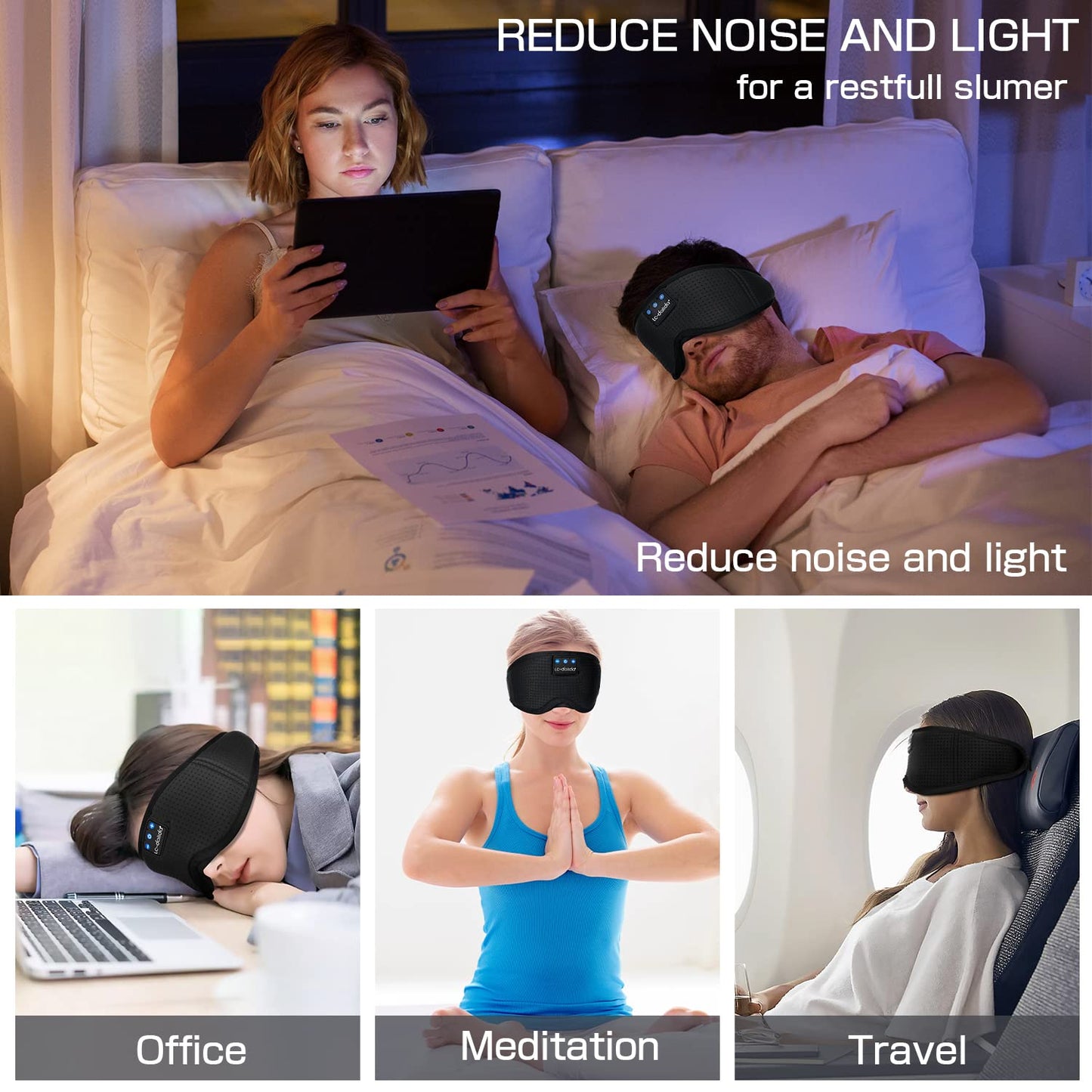 Lucid Dreaming Sleep Headphones, 3D Sleep Mask Bluetooth Wireless Music Eye Mask, Sleeping Headphones for Side Sleepers Sleep Mask with Bluetooth Headphones Ultra-Thin Stereo Speakers Perfect for Sleeping