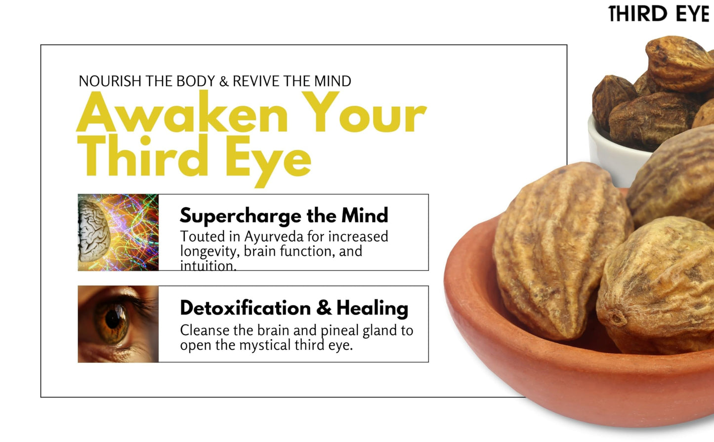 Third Eye Awakening - Organic Haritaki Capsules- Kailash Herbals-100 Capsules- 650 mg Each-Terminalia chebula- Vegan not sold in UK