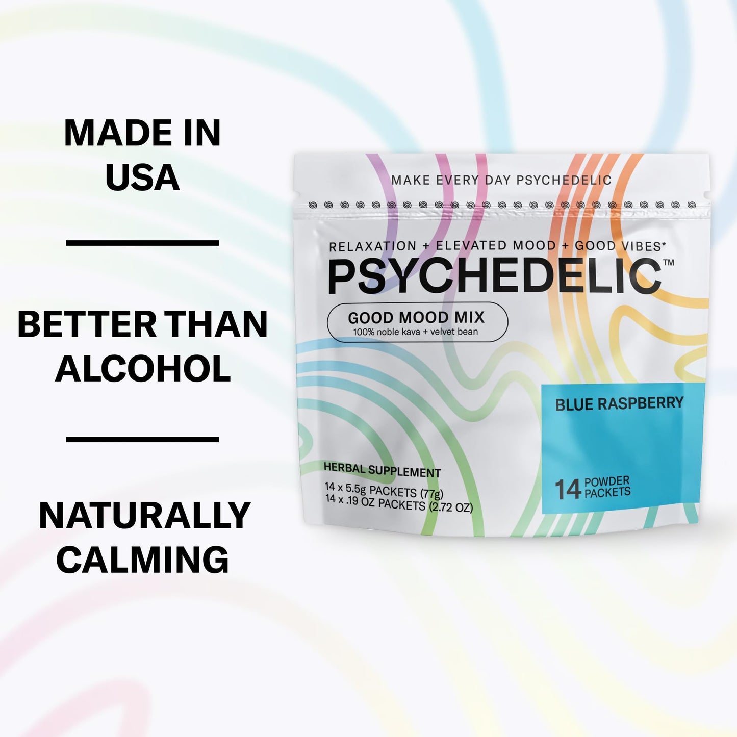 Easy Alcohol Alternative with Buzz - Calming Kava Drink Mix (14x5.5g) Flavored Kava Powder - Calming Drink Powder Packets - Easy Open Single Serving Drinks - 14 Calm Packets - Grape