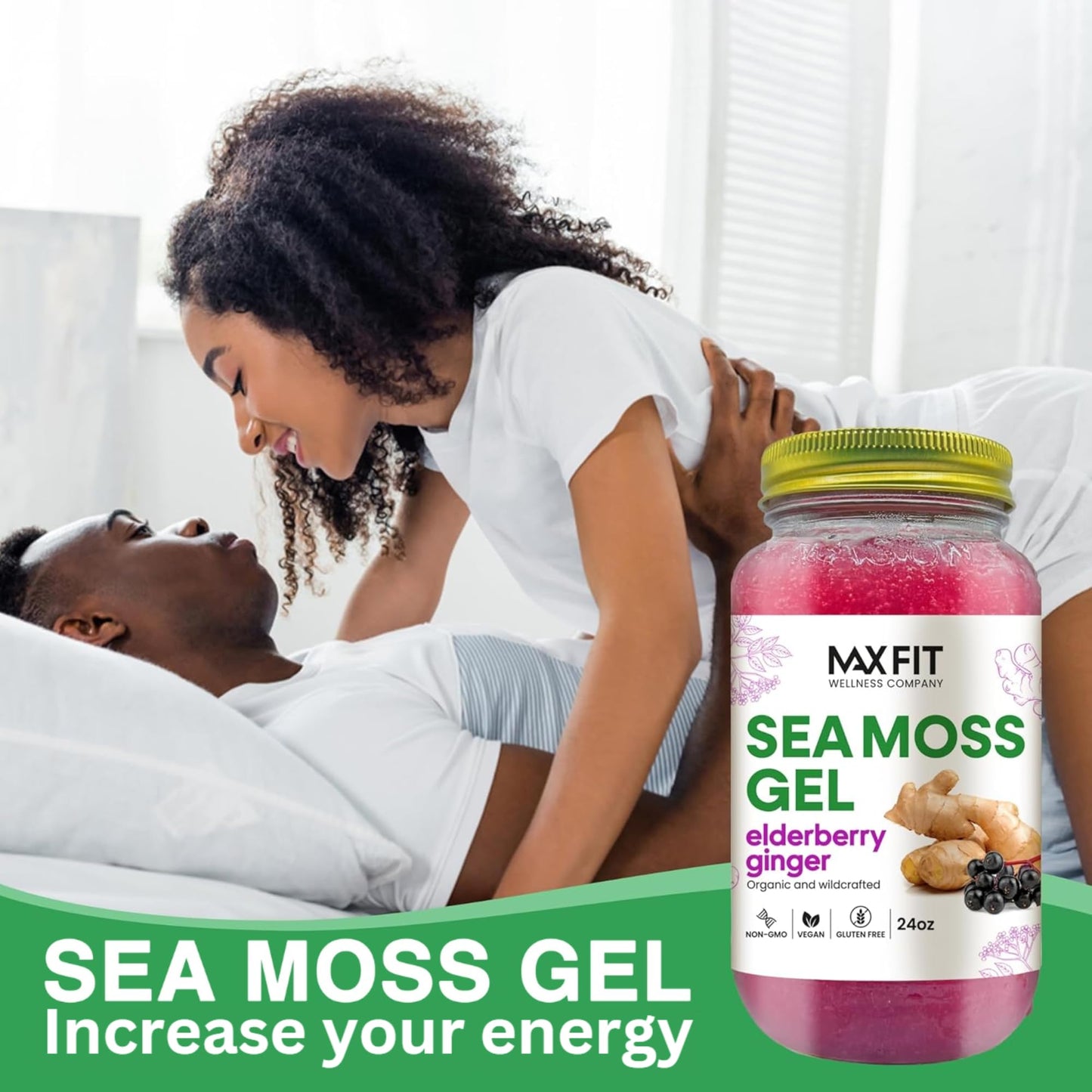Sea Moss Gel Organic Raw (12 Flavors) 24oz Wildсrafted Gold Sea Moss Gel from Saint Lucia | 92 Vitamins and Minerals | Pure Raw+Non-GMO | Vegan Superfood