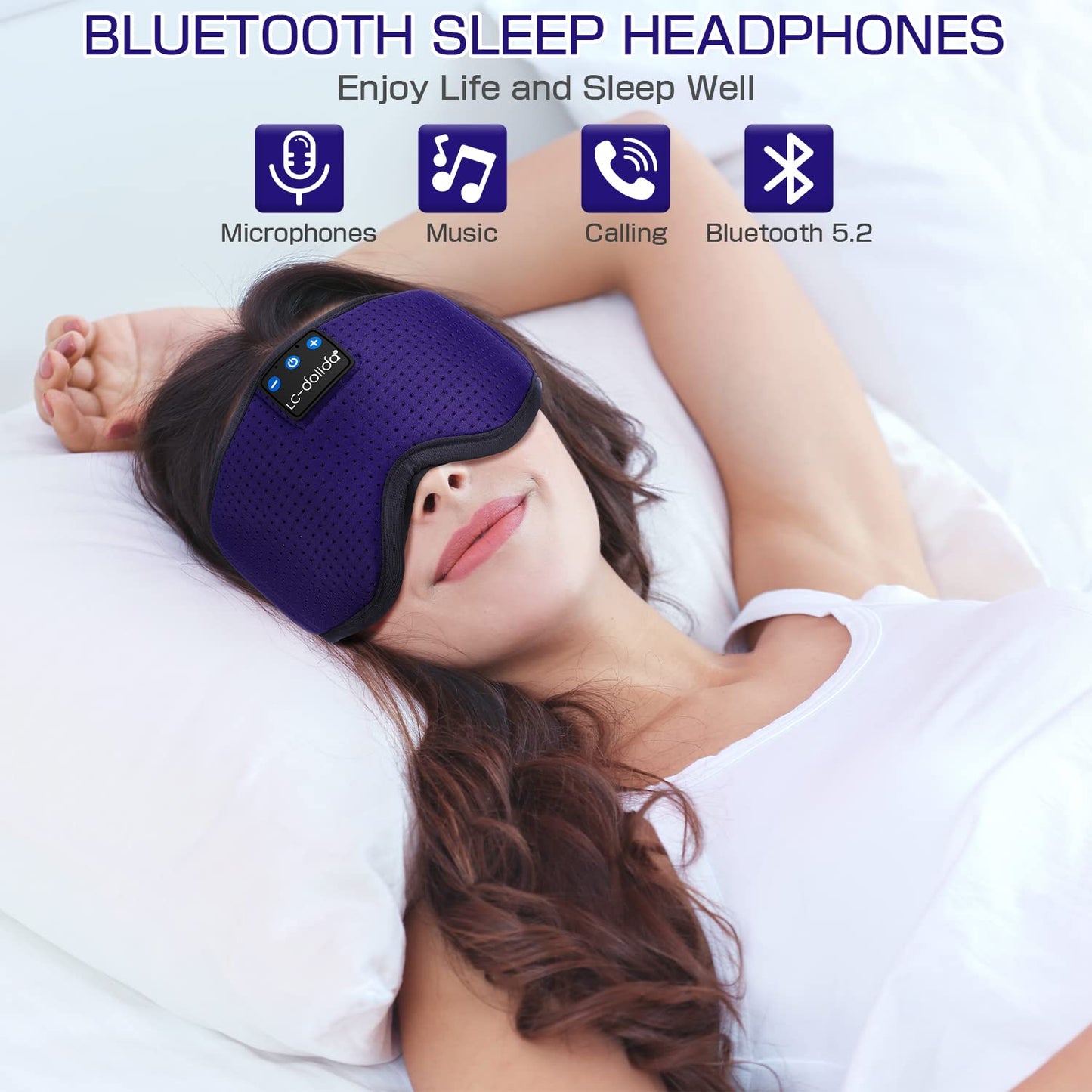 Lucid Dreaming Sleep Headphones, 3D Sleep Mask Bluetooth Wireless Music Eye Mask, Sleeping Headphones for Side Sleepers Sleep Mask with Bluetooth Headphones Ultra-Thin Stereo Speakers Perfect for Sleeping