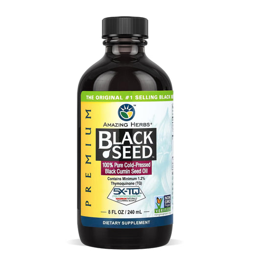 Premium Liquid Black Seed Oil - Cold Pressed with Nigella & Sativa, Aids in Digestive Health, Omegas 3 6 & 9, Immune Support, Combats Cancer Brain Function, Non GMO, for Men and Women - 8 Fl Oz