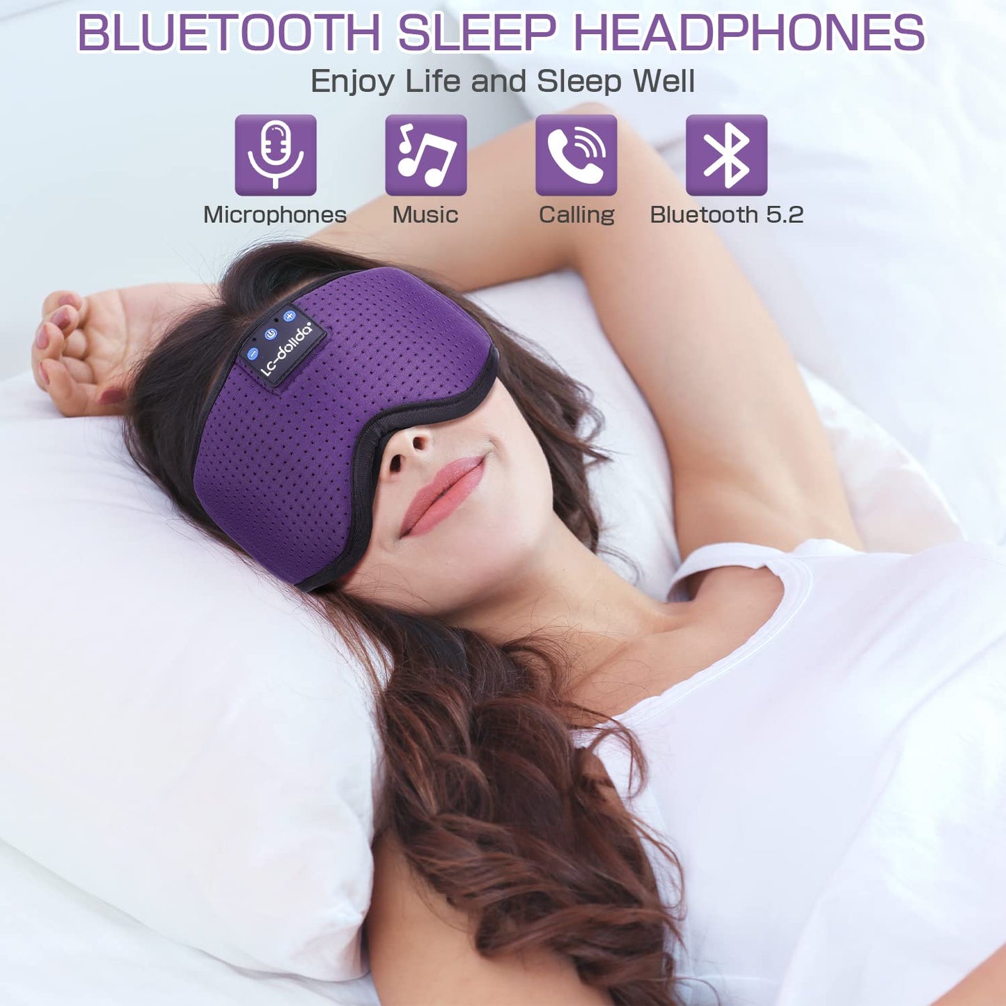 Lucid Dreaming Sleep Headphones, 3D Sleep Mask Bluetooth Wireless Music Eye Mask, Sleeping Headphones for Side Sleepers Sleep Mask with Bluetooth Headphones Ultra-Thin Stereo Speakers Perfect for Sleeping