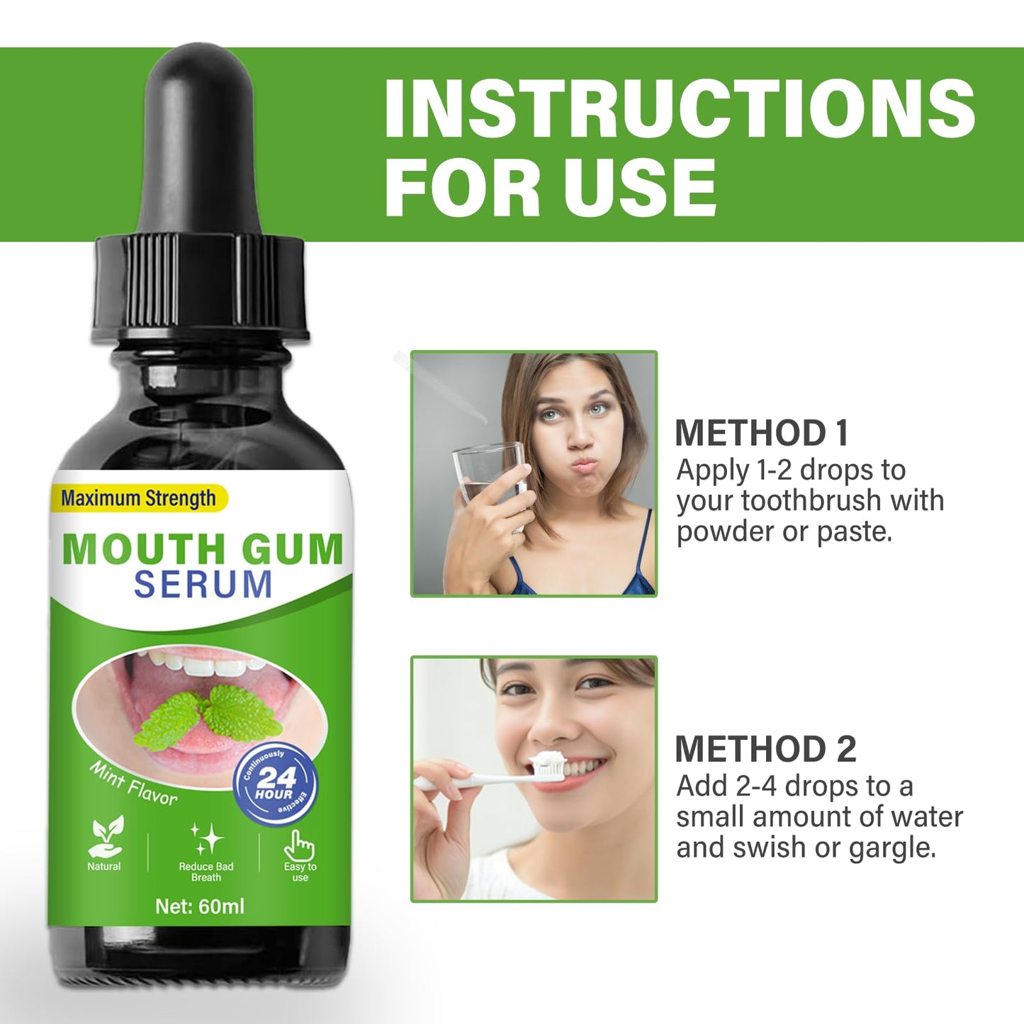 Gum Restore Drops - Advanced Repair for Receding Gums and Bad Breath, 2 Fl Oz