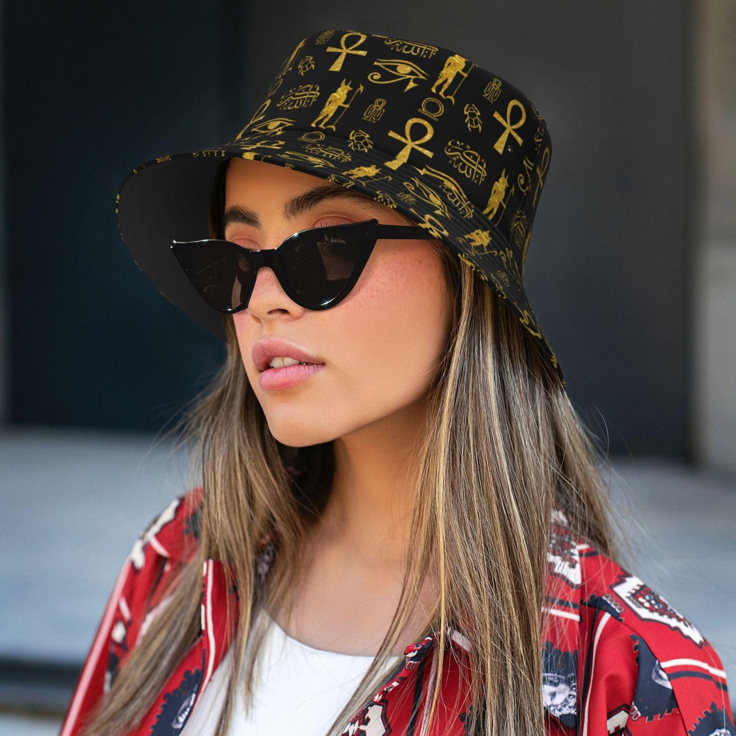 Ankh Cross Bucket Hats for Men Women Gifts Beach Outdoor Packable Ancient Egyptian Fisherman Caps Prevent Sun Hat