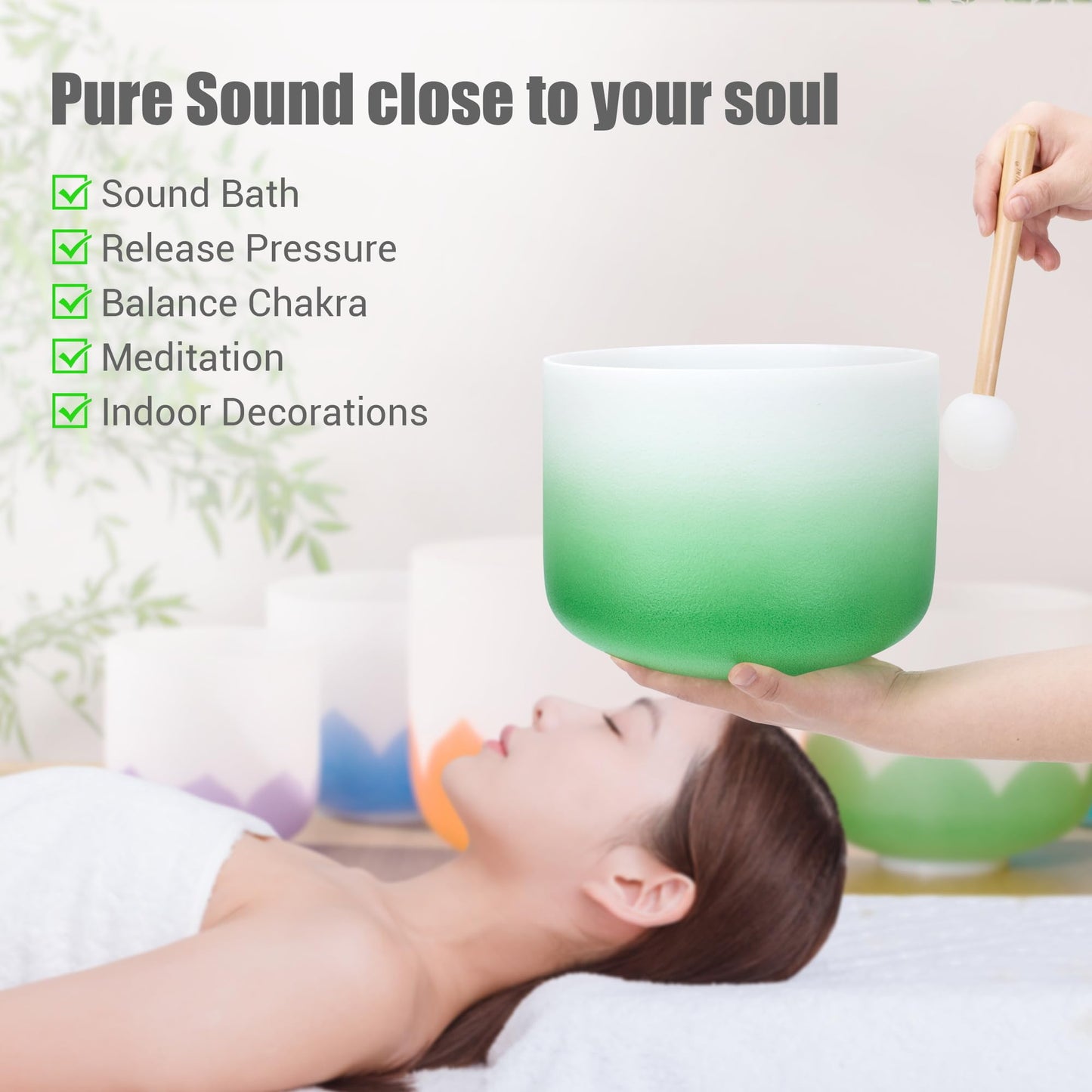 Sevenbowls Singing Bowls 432hz B Note 8-Inch Crystal Singing Bowl With A Free Mallet And O-Ring For Sound Healing, Meditation, Yoga, and Sound Baths
