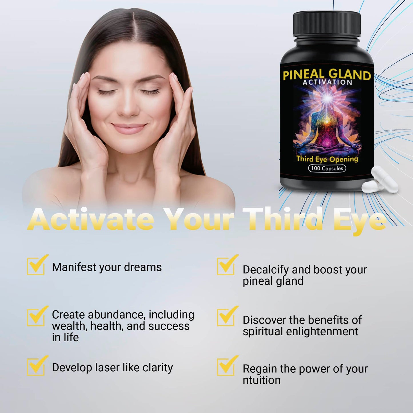 Pineal Gland Activation Supplement - Supports Decalcification, Third Eye Awakening, Intuition, and Mental Clarity - 100 Vegan Capsules