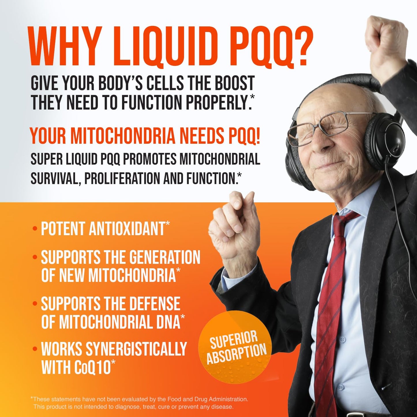 Cellular Biotechnology - Super PQQ Liquid - Highly Absorbable Pyrroloquinoline Quinone 20 Milligram, Best Liquid PQQ for Mitochondrial Biogenesis 🧬Supports Heart Health, Cognitive Function and Mental Focus 🧠