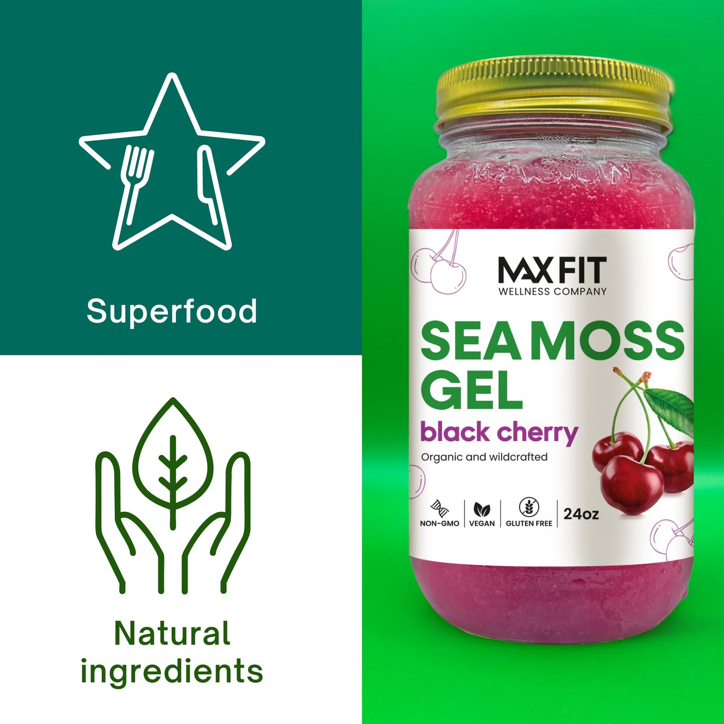 Sea Moss Gel Organic Raw (12 Flavors) 24oz Wildсrafted Gold Sea Moss Gel from Saint Lucia | 92 Vitamins and Minerals | Pure Raw+Non-GMO | Vegan Superfood