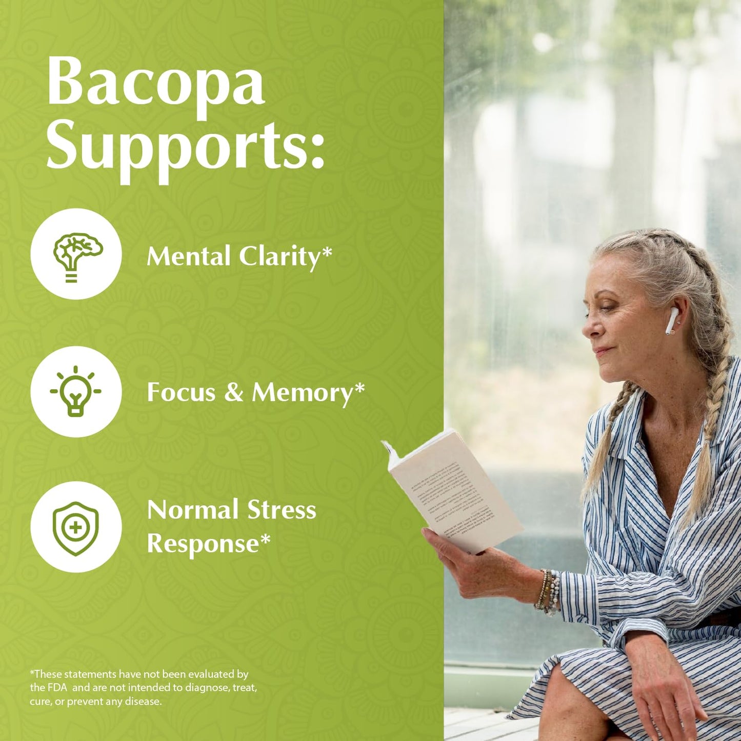 Bacopa Monnieri Brain Boosting Herb 🧠 Pure 1000mg per Serving - High Potency Bacopa Monnieri (Brahmi) Decalcify & Activate Pineal Gland 👁️ Memory Support - Ayurvedic Herbs - 60 Capsules