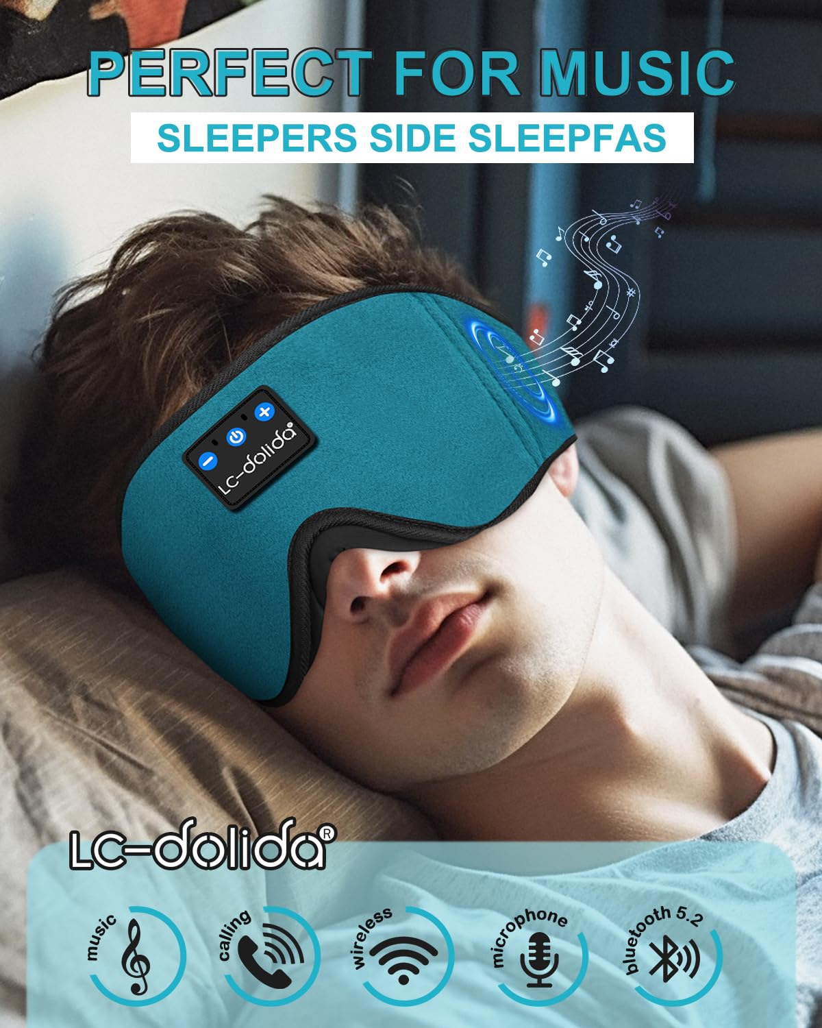 Lucid Dreaming Sleep Headphones, 3D Sleep Mask Bluetooth Wireless Music Eye Mask, Sleeping Headphones for Side Sleepers Sleep Mask with Bluetooth Headphones Ultra-Thin Stereo Speakers Perfect for Sleeping