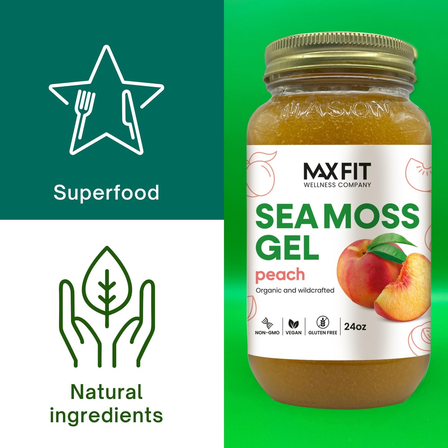 Sea Moss Gel Organic Raw (12 Flavors) 24oz Wildсrafted Gold Sea Moss Gel from Saint Lucia | 92 Vitamins and Minerals | Pure Raw+Non-GMO | Vegan Superfood
