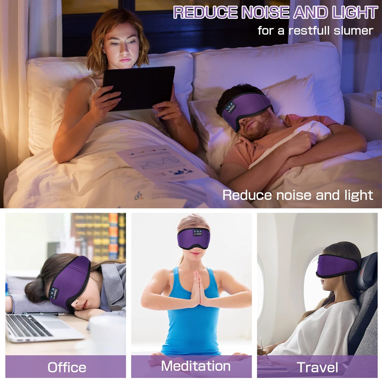 Lucid Dreaming Sleep Headphones, 3D Sleep Mask Bluetooth Wireless Music Eye Mask, Sleeping Headphones for Side Sleepers Sleep Mask with Bluetooth Headphones Ultra-Thin Stereo Speakers Perfect for Sleeping