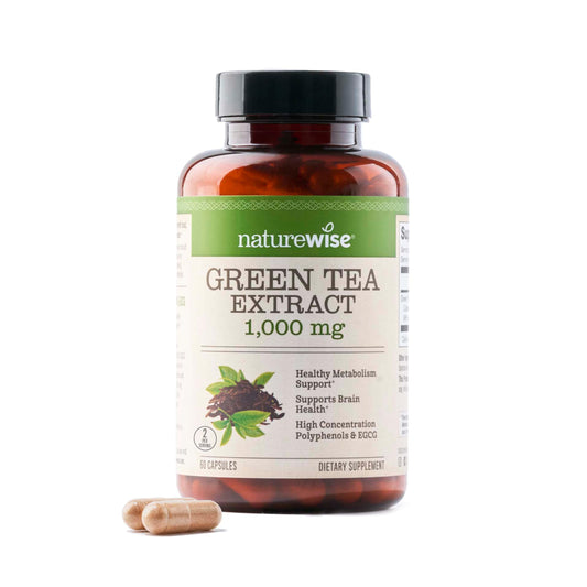 NatureWise Green Tea Extract Capsules 1000 mg - 50% EGCG & 98% Polyphenols - Extra Strength Green Tea Pills - Combats Autoimmune Diseases.