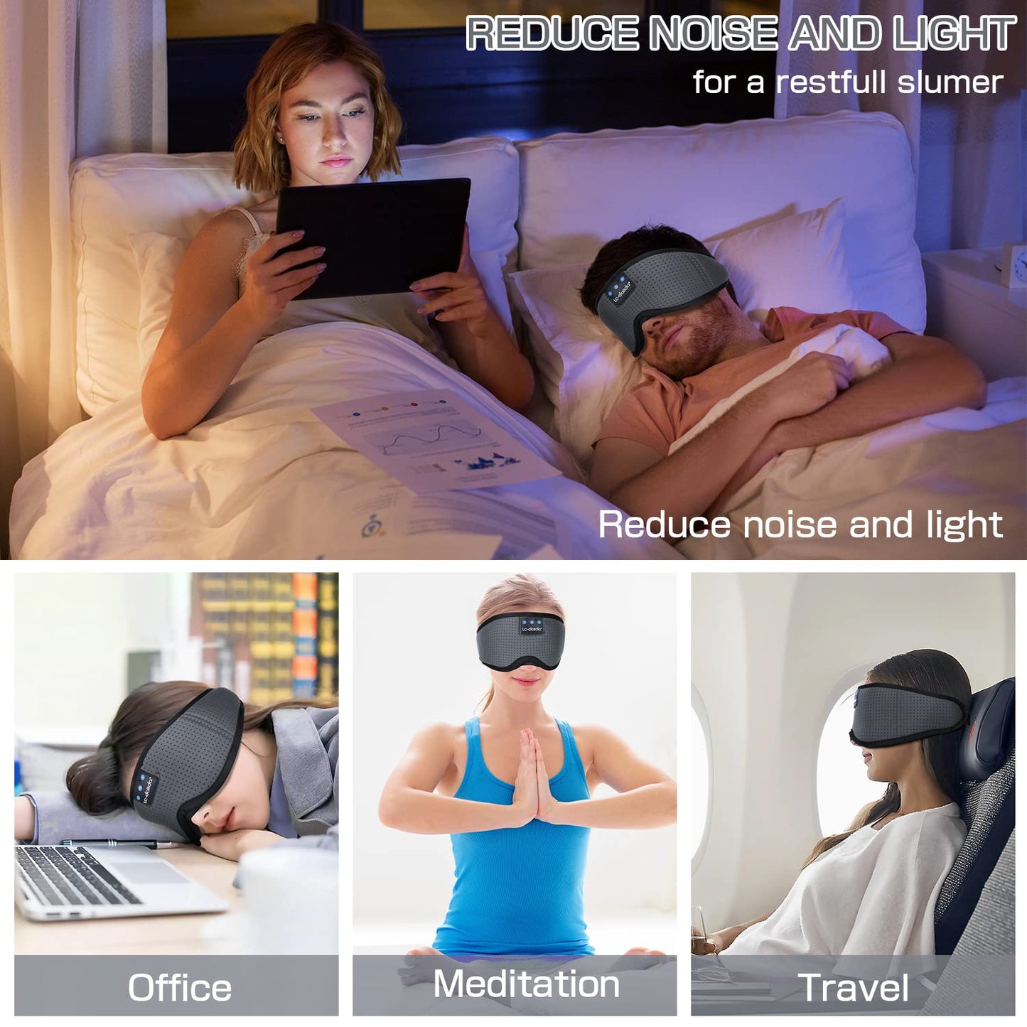 Lucid Dreaming Sleep Headphones, 3D Sleep Mask Bluetooth Wireless Music Eye Mask, Sleeping Headphones for Side Sleepers Sleep Mask with Bluetooth Headphones Ultra-Thin Stereo Speakers Perfect for Sleeping