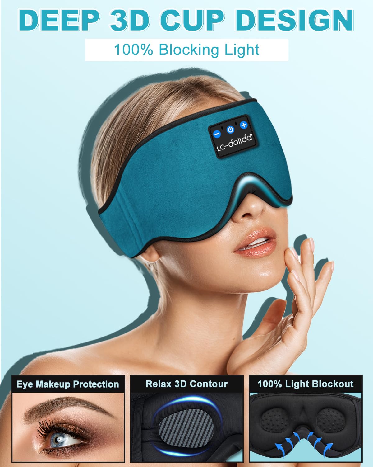 Lucid Dreaming Sleep Headphones, 3D Sleep Mask Bluetooth Wireless Music Eye Mask, Sleeping Headphones for Side Sleepers Sleep Mask with Bluetooth Headphones Ultra-Thin Stereo Speakers Perfect for Sleeping