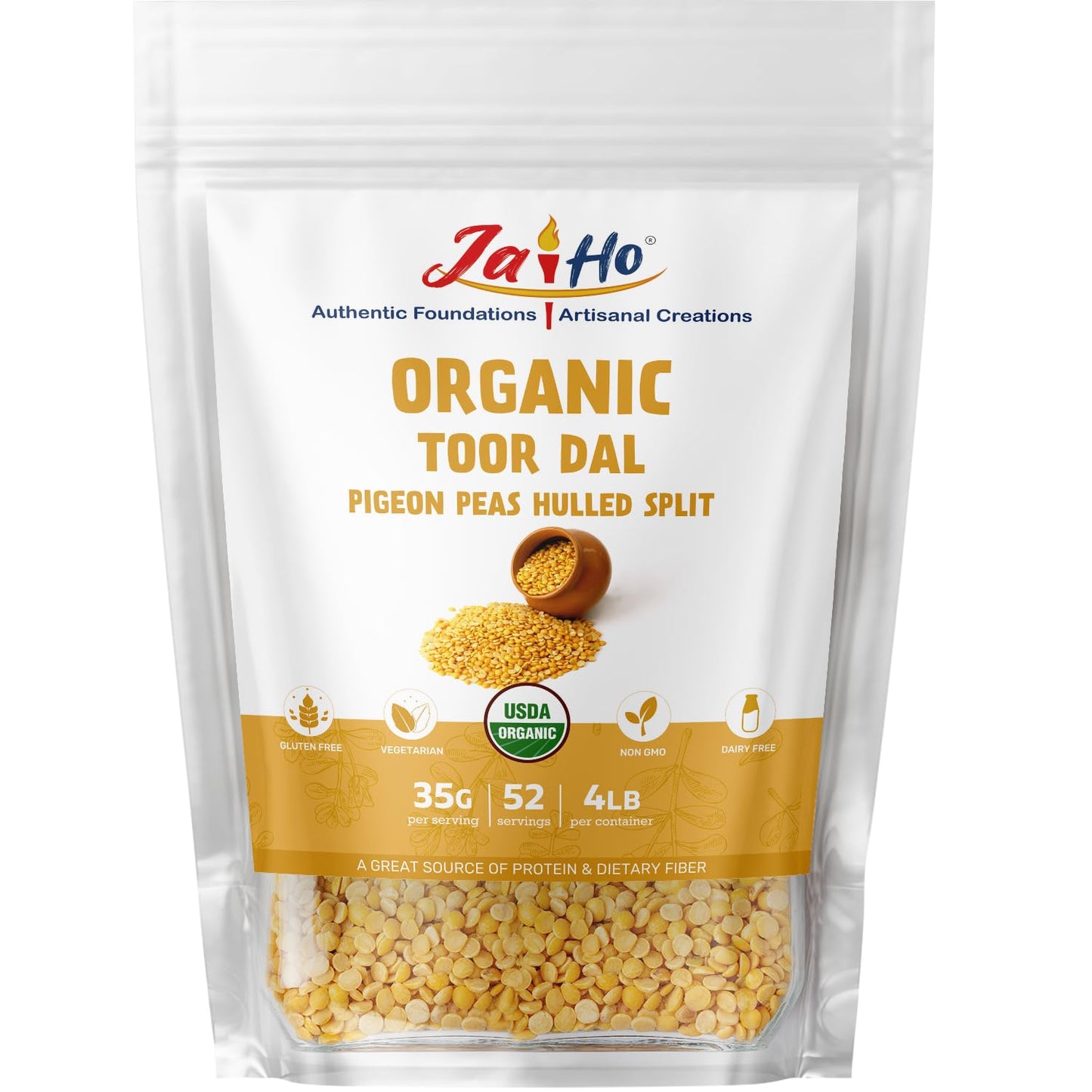 Jai Ho Certified Organic Toor Dal 4 lb | Pigeon Peas Has Anti Sickling Properties Great For Combating Sickle Cell Anemia A Nigerian Phytomedicine Called Ciklavit.