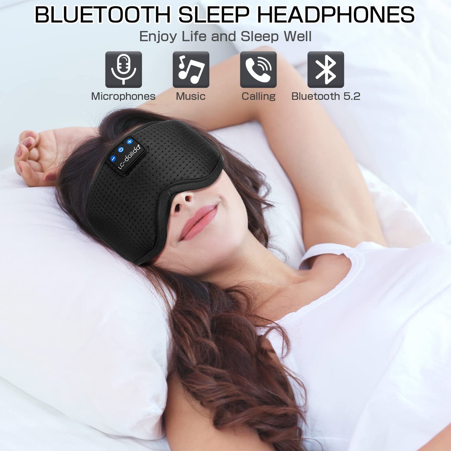 Lucid Dreaming Sleep Headphones, 3D Sleep Mask Bluetooth Wireless Music Eye Mask, Sleeping Headphones for Side Sleepers Sleep Mask with Bluetooth Headphones Ultra-Thin Stereo Speakers Perfect for Sleeping