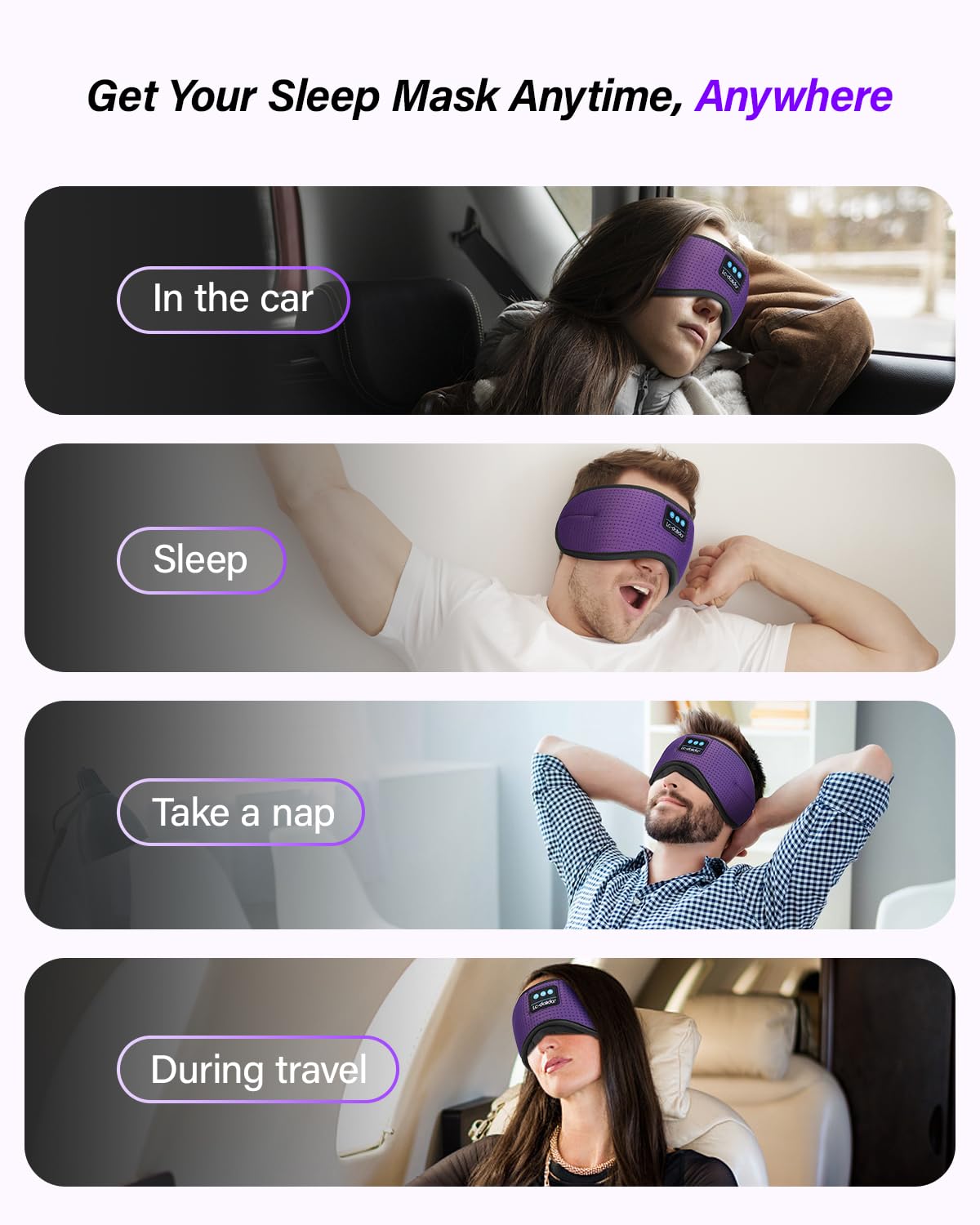 Lucid Dreaming Sleep Headphones, 3D Sleep Mask Bluetooth Wireless Music Eye Mask, Sleeping Headphones for Side Sleepers Sleep Mask with Bluetooth Headphones Ultra-Thin Stereo Speakers Perfect for Sleeping