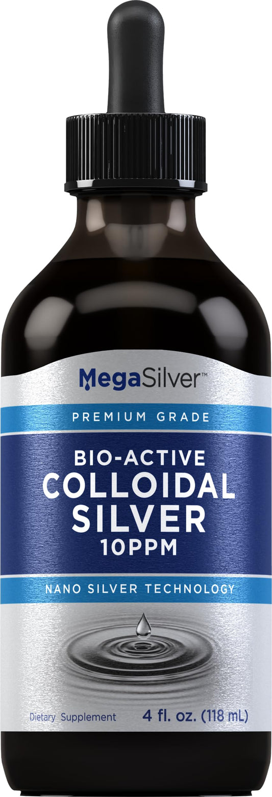 Colloidal Silver Liquid Drops | 10 ppm | 4 oz | Bio Active Premium Grade | Nano Silver Technology Decalcify & Activate the Pineal Gland 👁️| Non-GMO