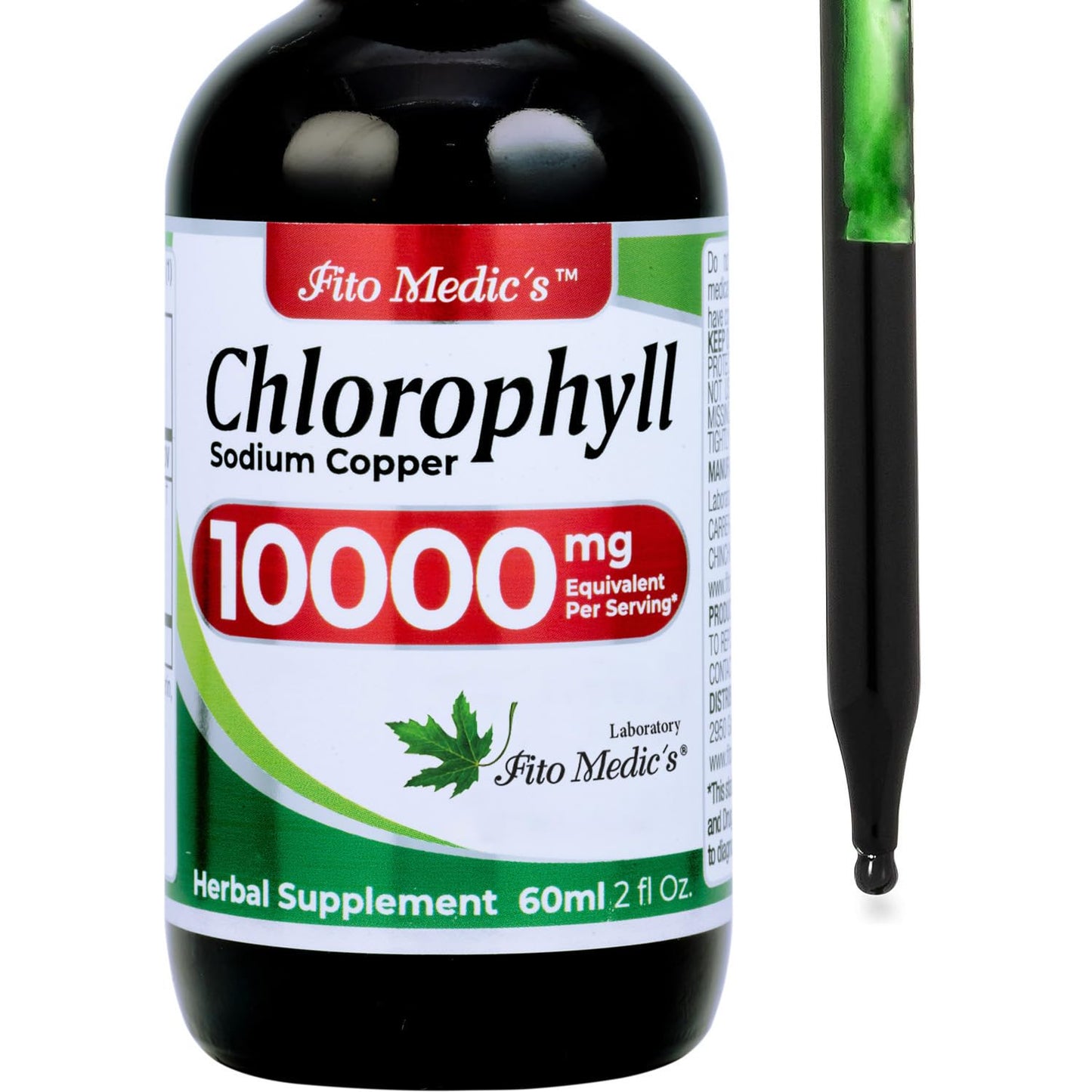 FITO MEDIC'S Lab | Liquid Chlorophyll Infused with Sodium Copper Removes Toxic Metals & Micro Plastics Vegan Detox Drops | 50 mg Extract per Serving.