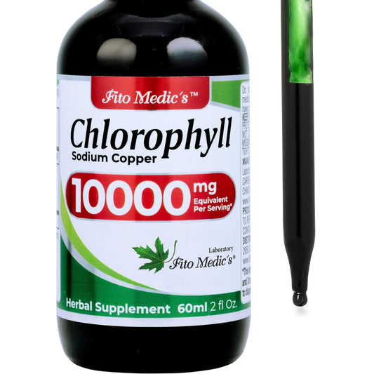FITO MEDIC'S Lab | Liquid Chlorophyll Infused with Sodium Copper Removes Toxic Metals & Micro Plastics Vegan Detox Drops | 50 mg Extract per Serving.