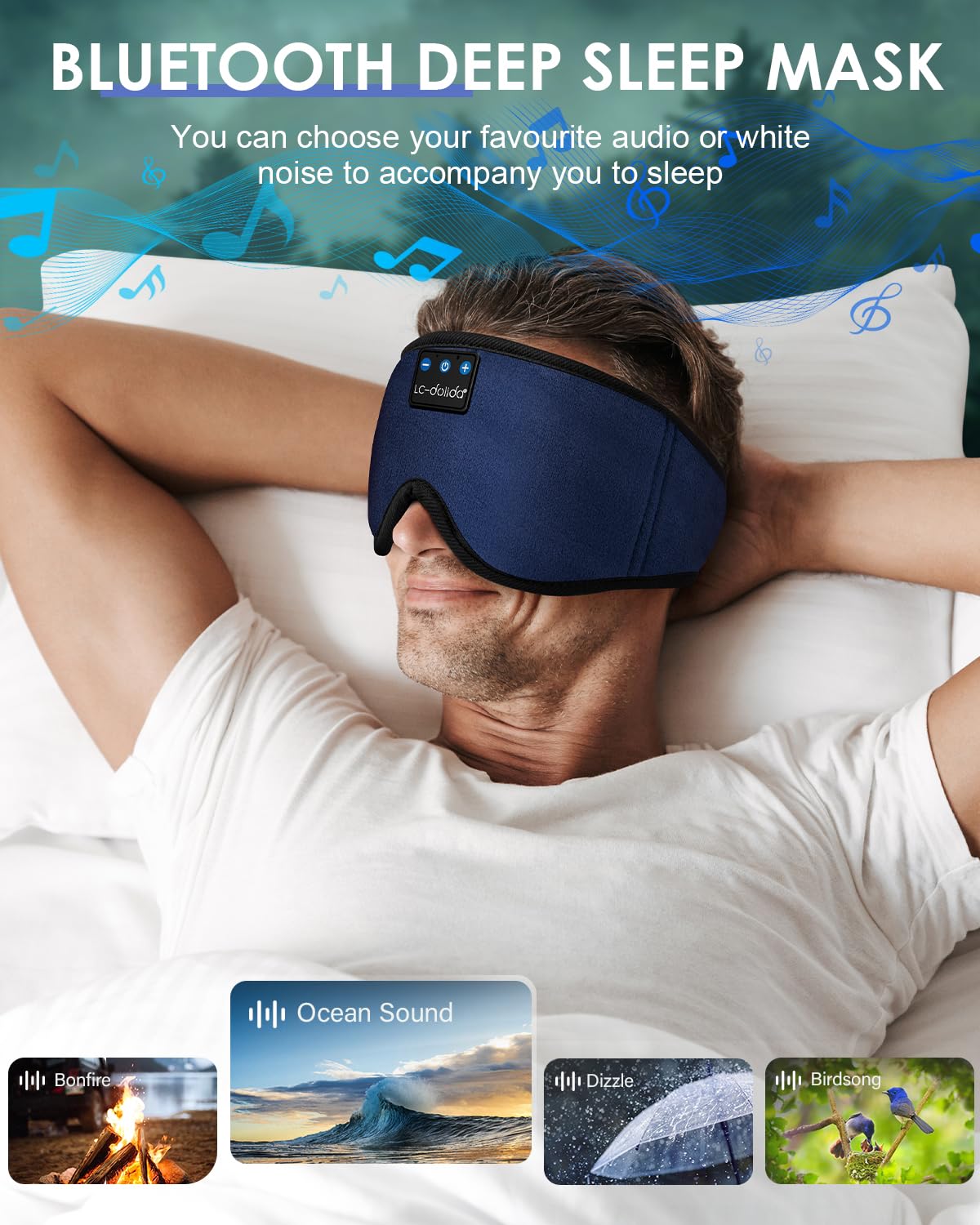 Lucid Dreaming Sleep Headphones, 3D Sleep Mask Bluetooth Wireless Music Eye Mask, Sleeping Headphones for Side Sleepers Sleep Mask with Bluetooth Headphones Ultra-Thin Stereo Speakers Perfect for Sleeping