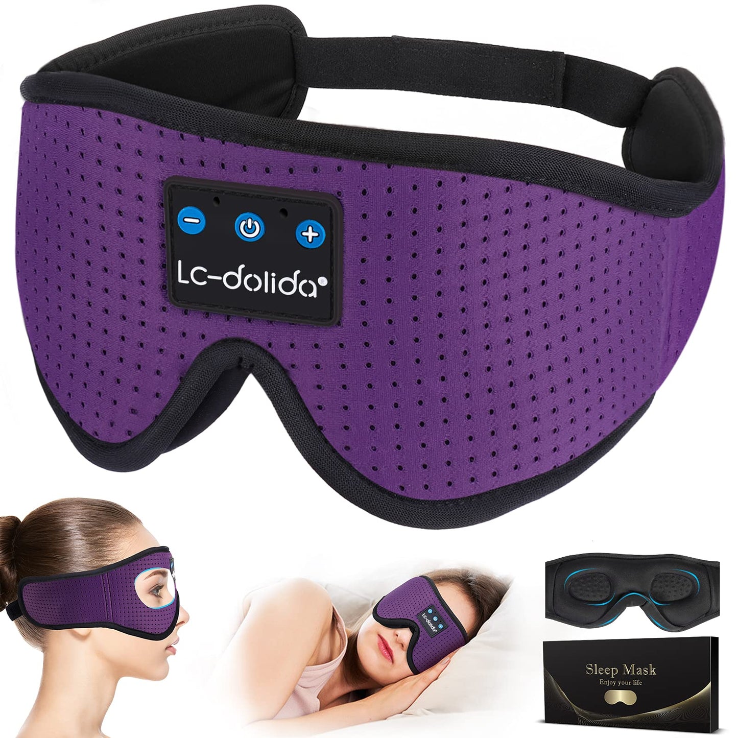 Lucid Dreaming Sleep Headphones, 3D Sleep Mask Bluetooth Wireless Music Eye Mask, Sleeping Headphones for Side Sleepers Sleep Mask with Bluetooth Headphones Ultra-Thin Stereo Speakers Perfect for Sleeping