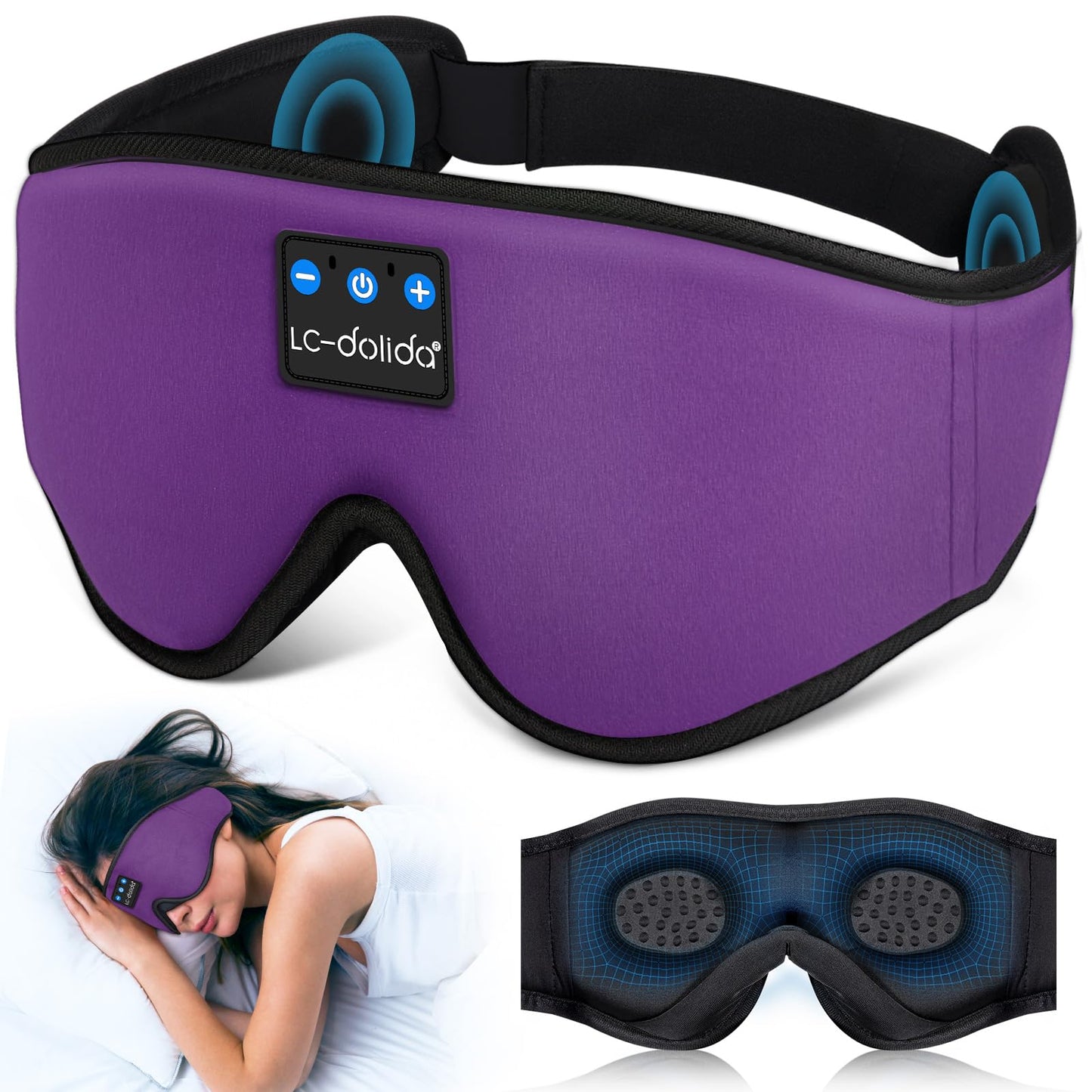 Lucid Dreaming Sleep Headphones, 3D Sleep Mask Bluetooth Wireless Music Eye Mask, Sleeping Headphones for Side Sleepers Sleep Mask with Bluetooth Headphones Ultra-Thin Stereo Speakers Perfect for Sleeping