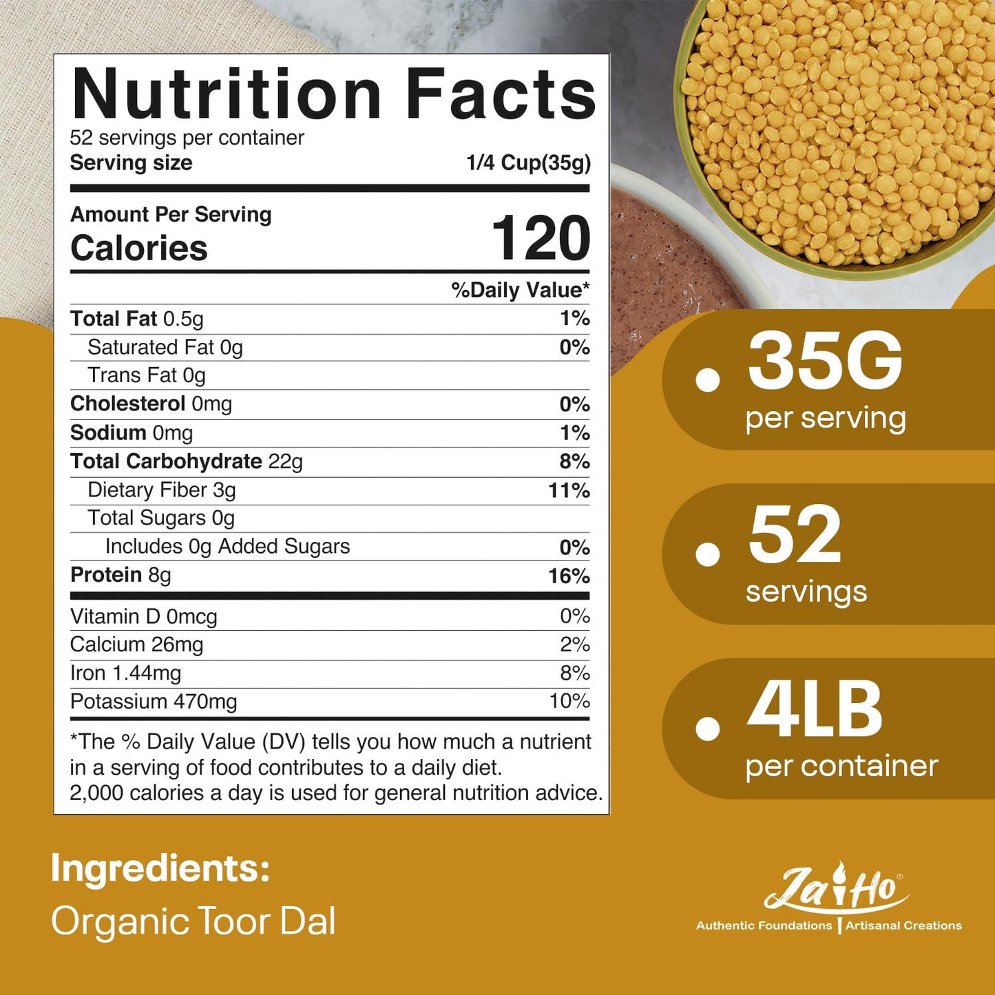 Jai Ho Certified Organic Toor Dal 4 lb | Pigeon Peas Has Anti Sickling Properties Great For Combating Sickle Cell Anemia A Nigerian Phytomedicine Called Ciklavit.