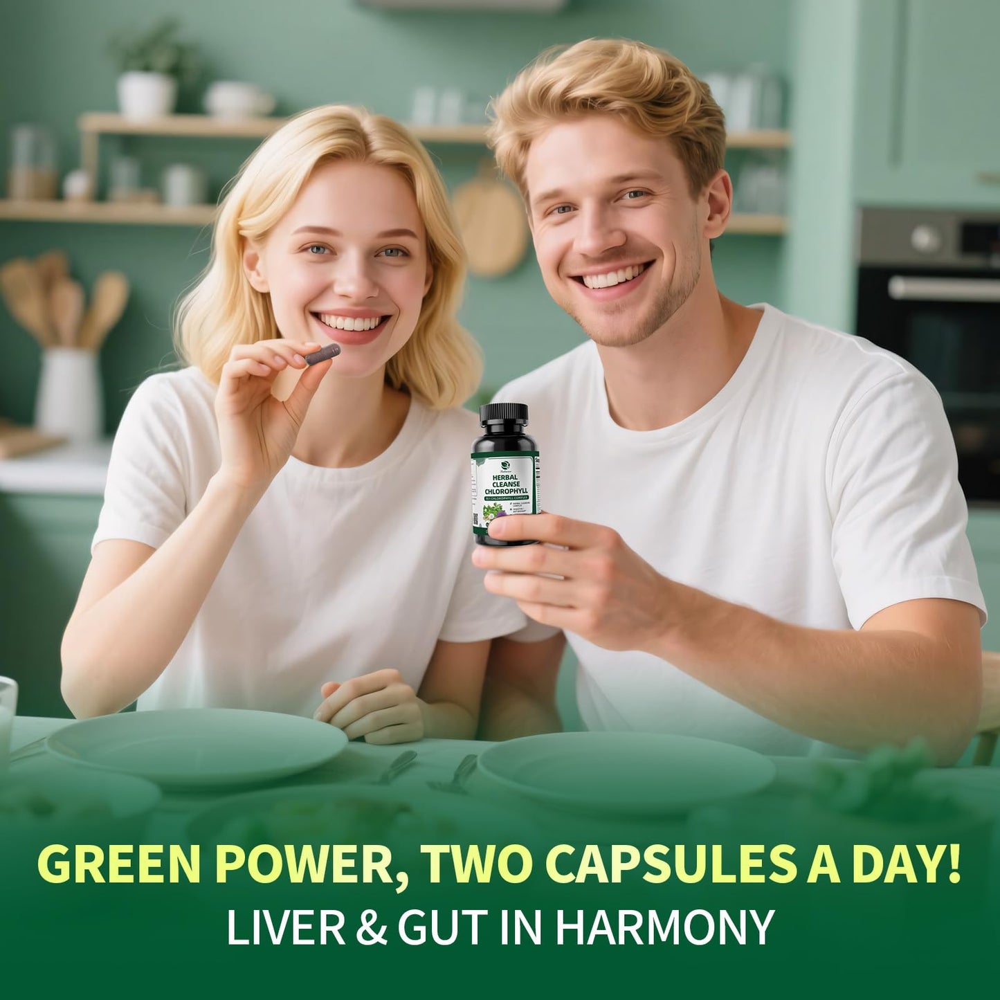 Lukaree Chlorophyll Liquid Drops & Capsules Combo, Dual Action Support for Cleansing, Energy & Oral Freshness, Immune Support, Internal Deodorant, Skin & Gut Health, Vegan, Sugar-Free, 2Oz + 120 Caps